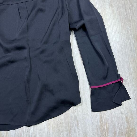 BCBGeneration Wrap Long Sleeve Femme Coquette Color Accent Tie Blouse Large - Picture 9 of 13